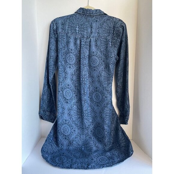 Anthropologie Shirt Dress Small Blue Belted Long Sleeve V-Neck Tencel - Picture 2 of 10
